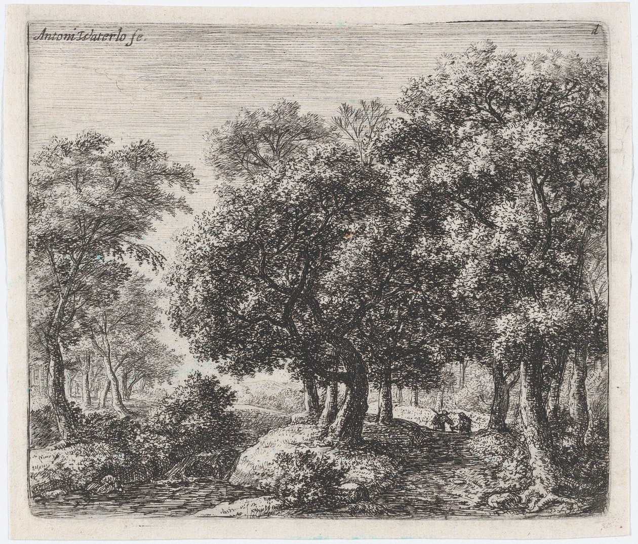 Le Chemin forestier Les Deux Cavaliers, 17ème siècle - Anthonie Waterloo