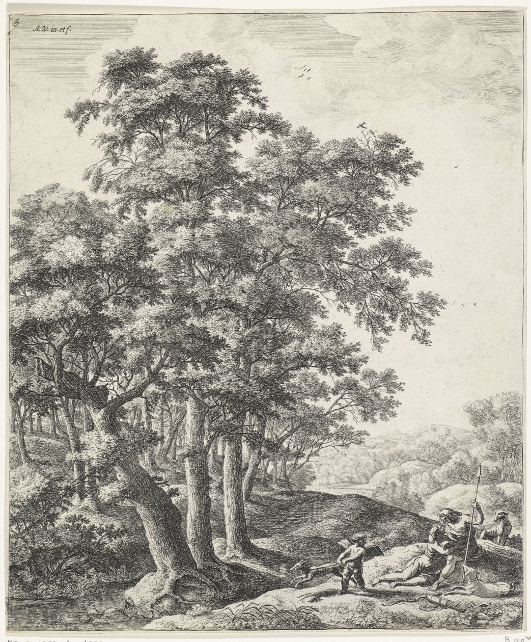 Vénus et Adonis - Anthonie Waterloo