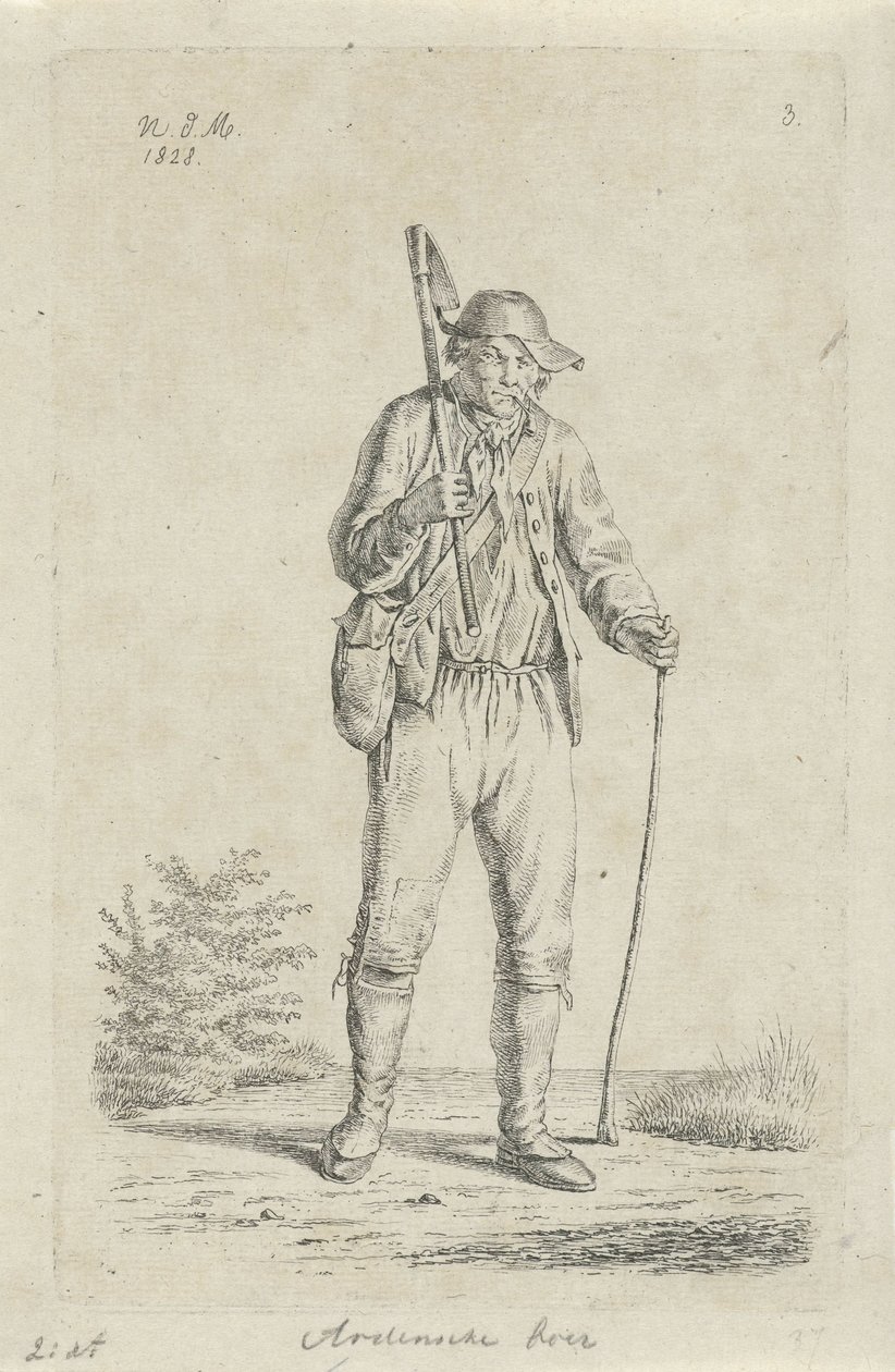 Paysans des Ardennes avec une houe - Anthonie Willem Hendrik Nolthenius de Man