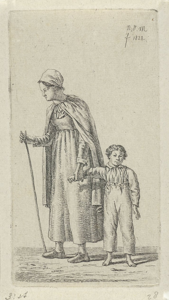 Mère avec enfant dans les bras, 12 petites études (titre de la série) - Anthonie Willem Hendrik Nolthenius de Man