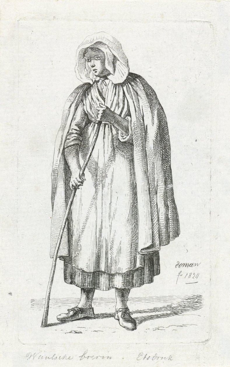 Femme avec une cape et un bâton - Anthonie Willem Hendrik Nolthenius de Man