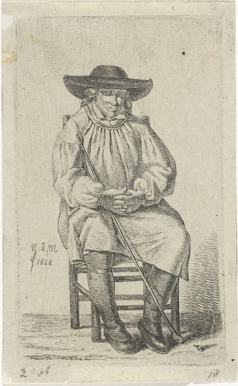 Homme assis avec bâton - Anthonie Willem Hendrik Nolthenius de Man
