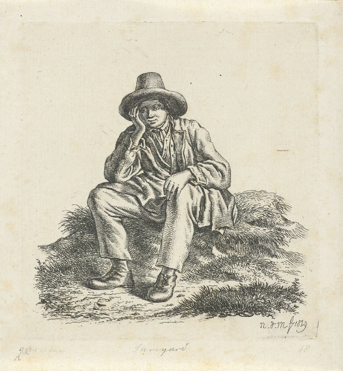 Homme assis, soutenant sa tête - Anthonie Willem Hendrik Nolthenius de Man