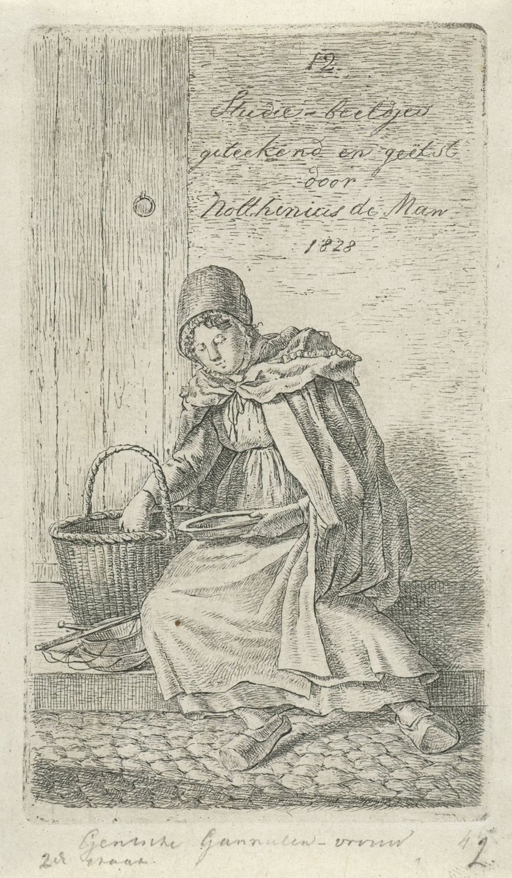 Femme assise avec panier et assiette - Anthonie Willem Hendrik Nolthenius de Man