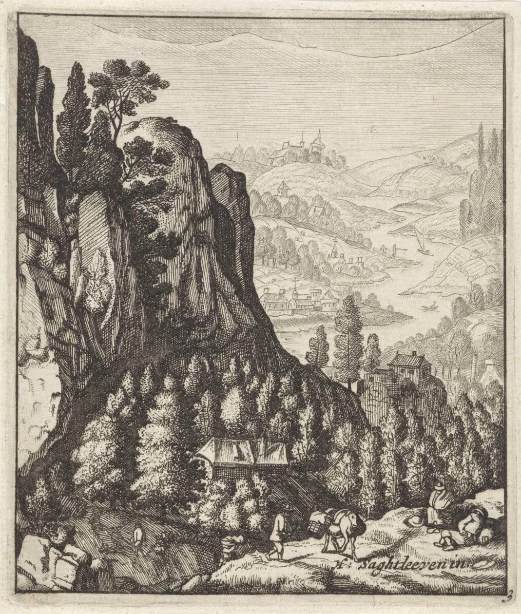 Paysage montagneux rocheux avec des paysans - Anthonie de Winter (attributed to)