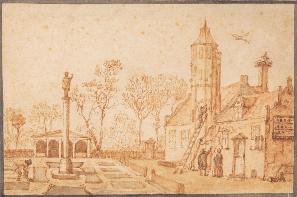 Une allégorie du printemps avec le pavillon de chasse de Toutenburg - Anthonie van Borssom