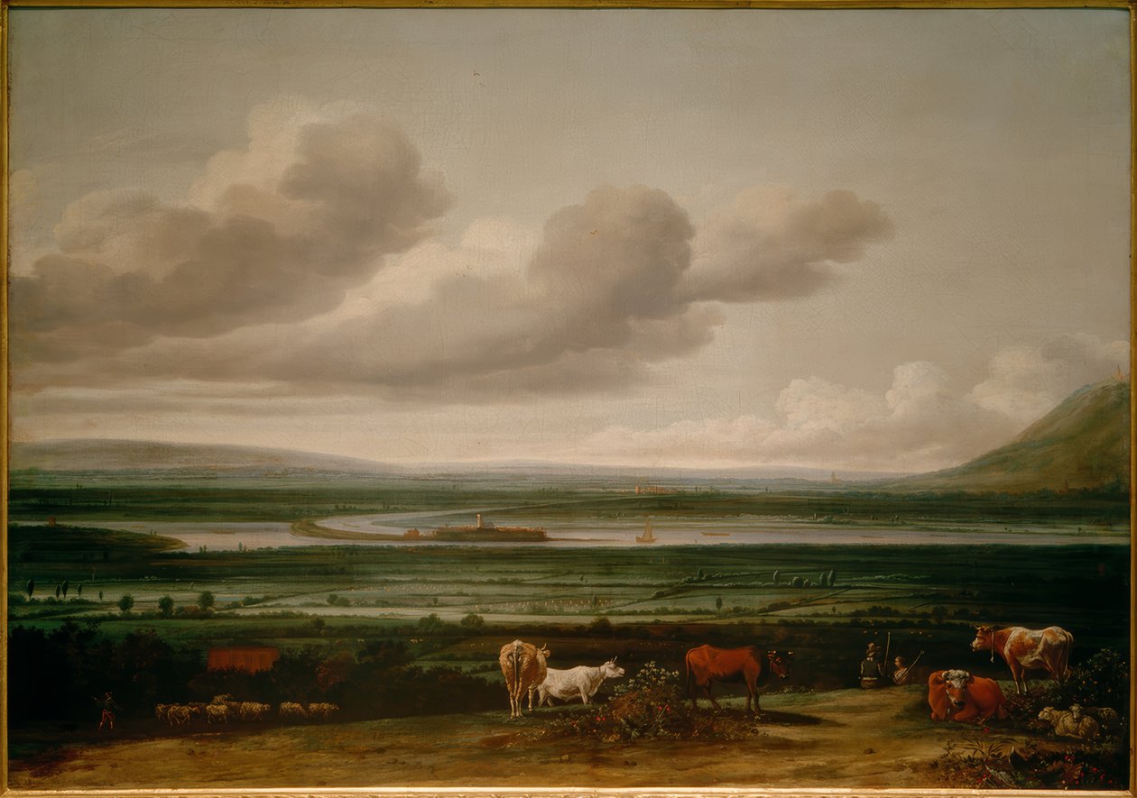 Paysage du Bas-Rhin près de Clèves avec la forteresse de Schenkenschanz, Hoch- et Niederelten - Anthonie van Borssom