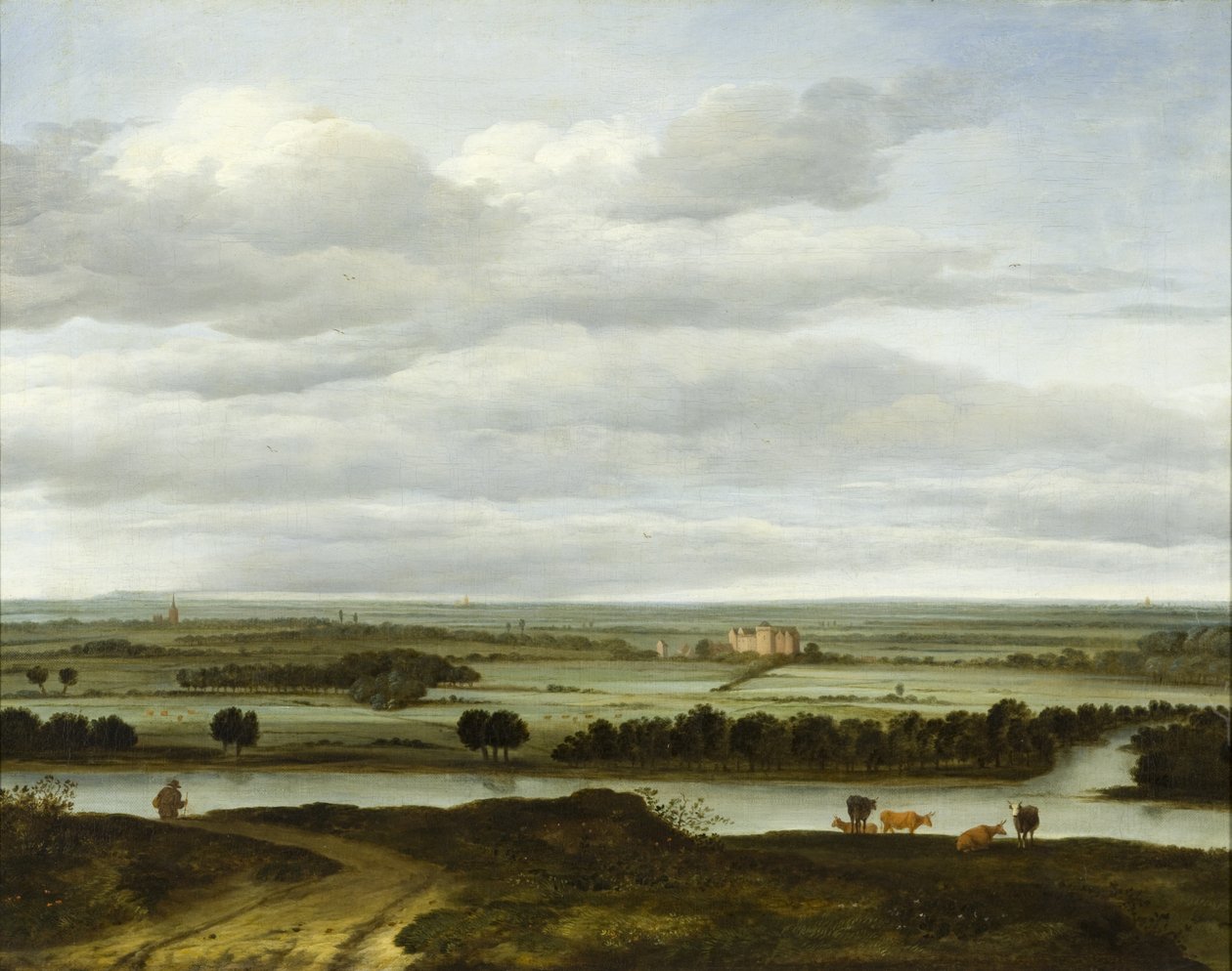 Paysage panoramique près de Rhenen avec le Huis ter Lede - Anthonie van Borssom