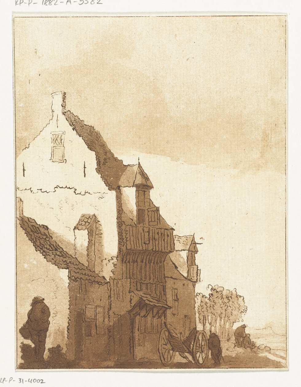 Maison avec brouette devant la porte - Anthonie van den Bos