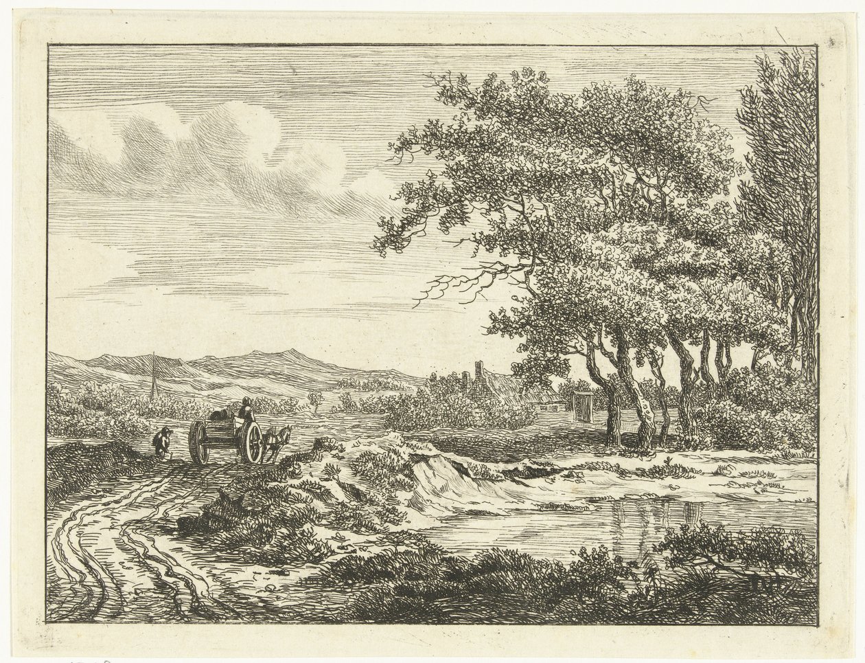 Charrette sur un chemin de campagne près des dunes - Anthonie van den Bos