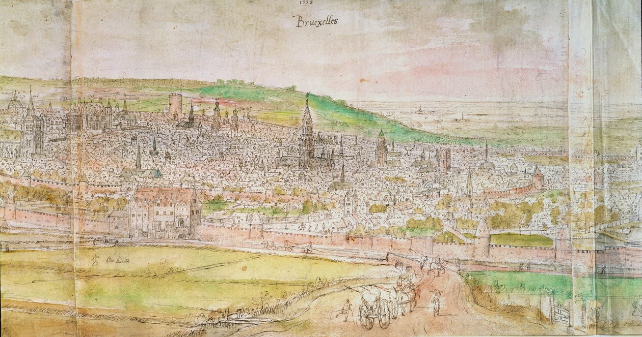 Vue panoramique de Bruxelles, 16ème siècle - Anthonis van den Wyngaerde
