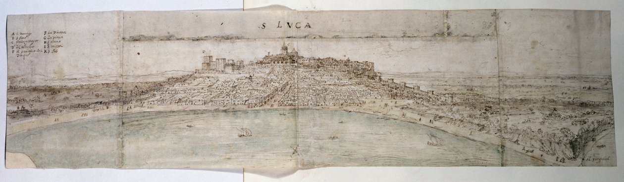Vue panoramique de San Lucar de Barrameda et de la campagne adjacente depuis le sud-ouest - Anthonis van den Wyngaerde