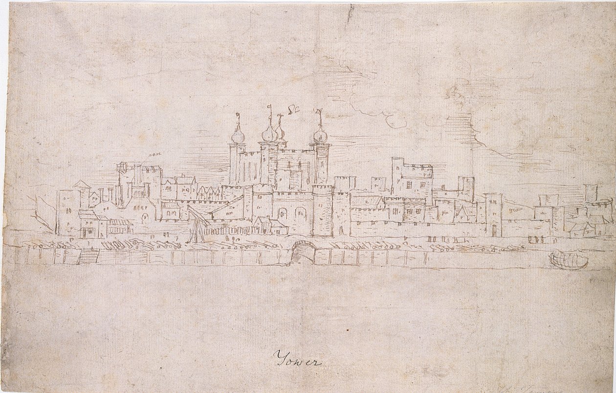 La Tour de Londres, vers 1544 (plume et encre sur papier) - Anthonis van den Wyngaerde