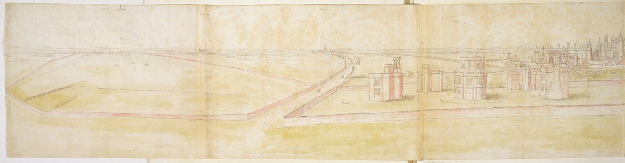 Le palais de Hampton Court depuis le nord, vers 1544 - Anthonis van den Wyngaerde
