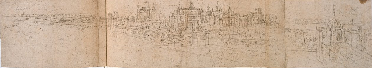 Hampton Court Palace depuis la rivière, vers 1550-1560 - Anthonis van den Wyngaerde