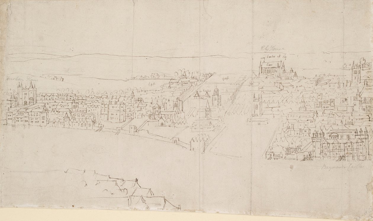 Panorama de Londres vu de Southwark : Durham House à Barnard