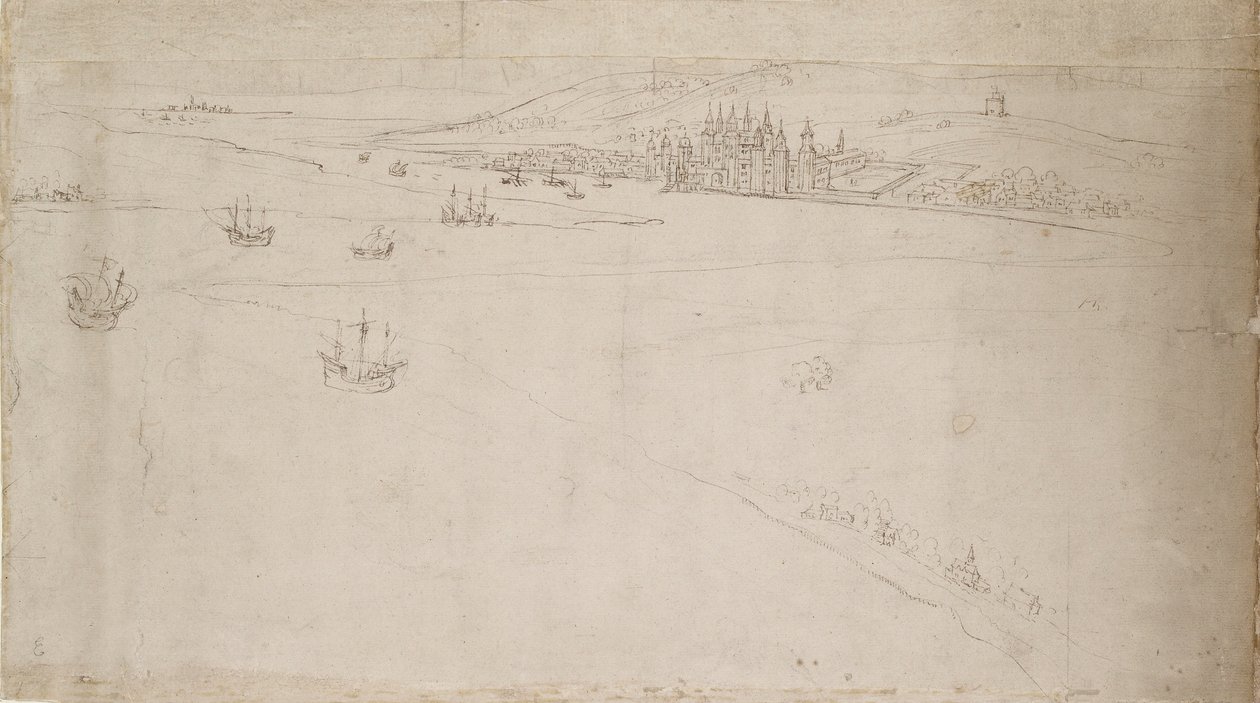 Panorama de Londres vu de Southwark : Greenwich, 1554 - Anthonis van den Wyngaerde