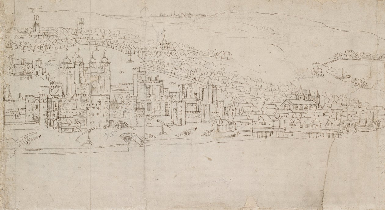 Panorama de Londres vu de Southwark : La Tour - Anthonis van den Wyngaerde