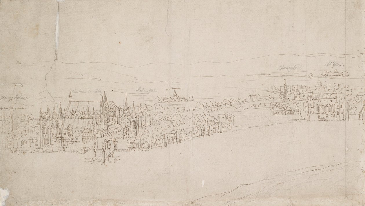 Panorama de Londres vu de Southwark : Westminster - Anthonis van den Wyngaerde