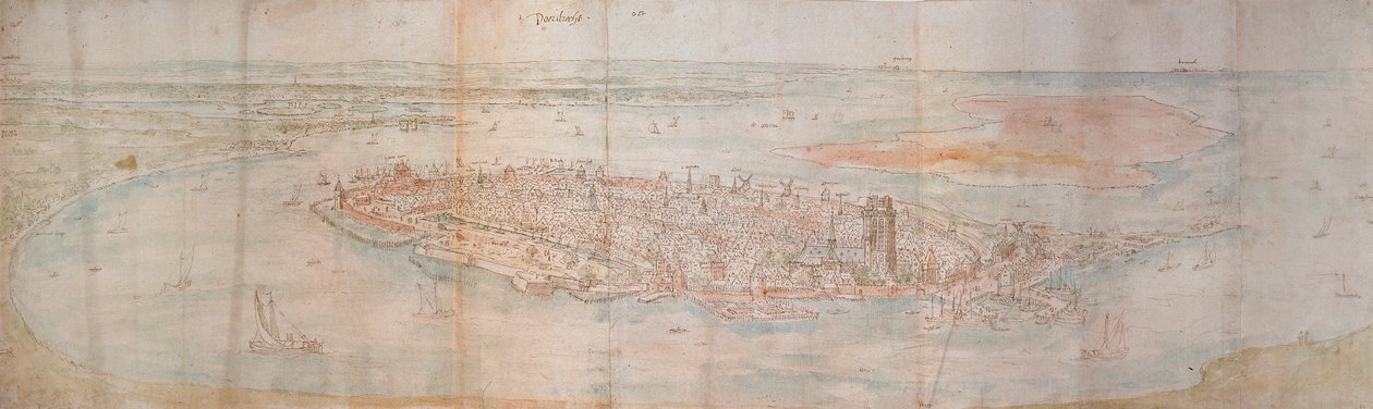 Vue panoramique de Dordrecht depuis un point élevé à l