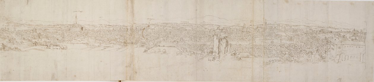 Vue panoramique de Rome depuis le mont Janicule, vers 1550 - Anthonis van den Wyngaerde