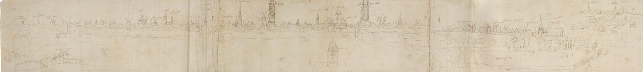 Esquisse préliminaire pour une vue de Bruges depuis le sud-ouest - Anthonis van den Wyngaerde