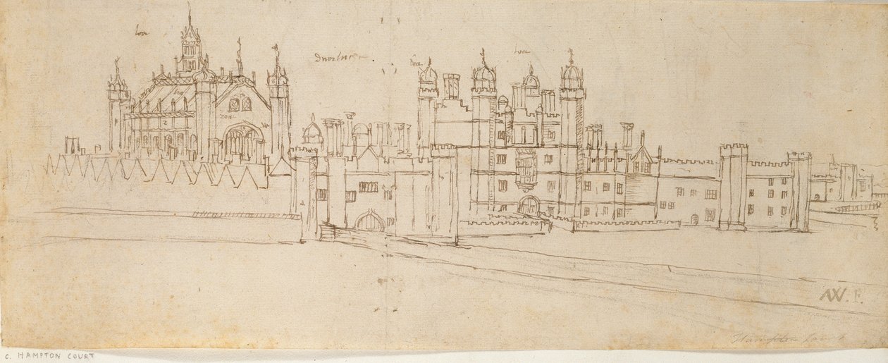 La chapelle et la porte du palais de Hampton Court, vers 1550-1560 - Anthonis van den Wyngaerde