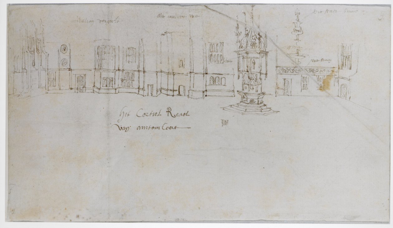 La cour de la fontaine, palais de Hampton Court, vers 1544 - Anthonis van den Wyngaerde