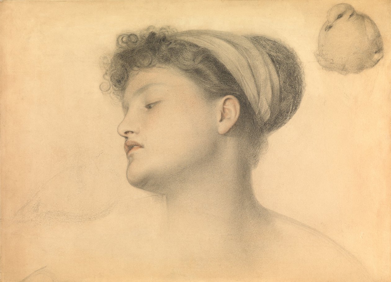 Étude pour Fille avec des colombes - Anthony Frederick Augustus Sandys