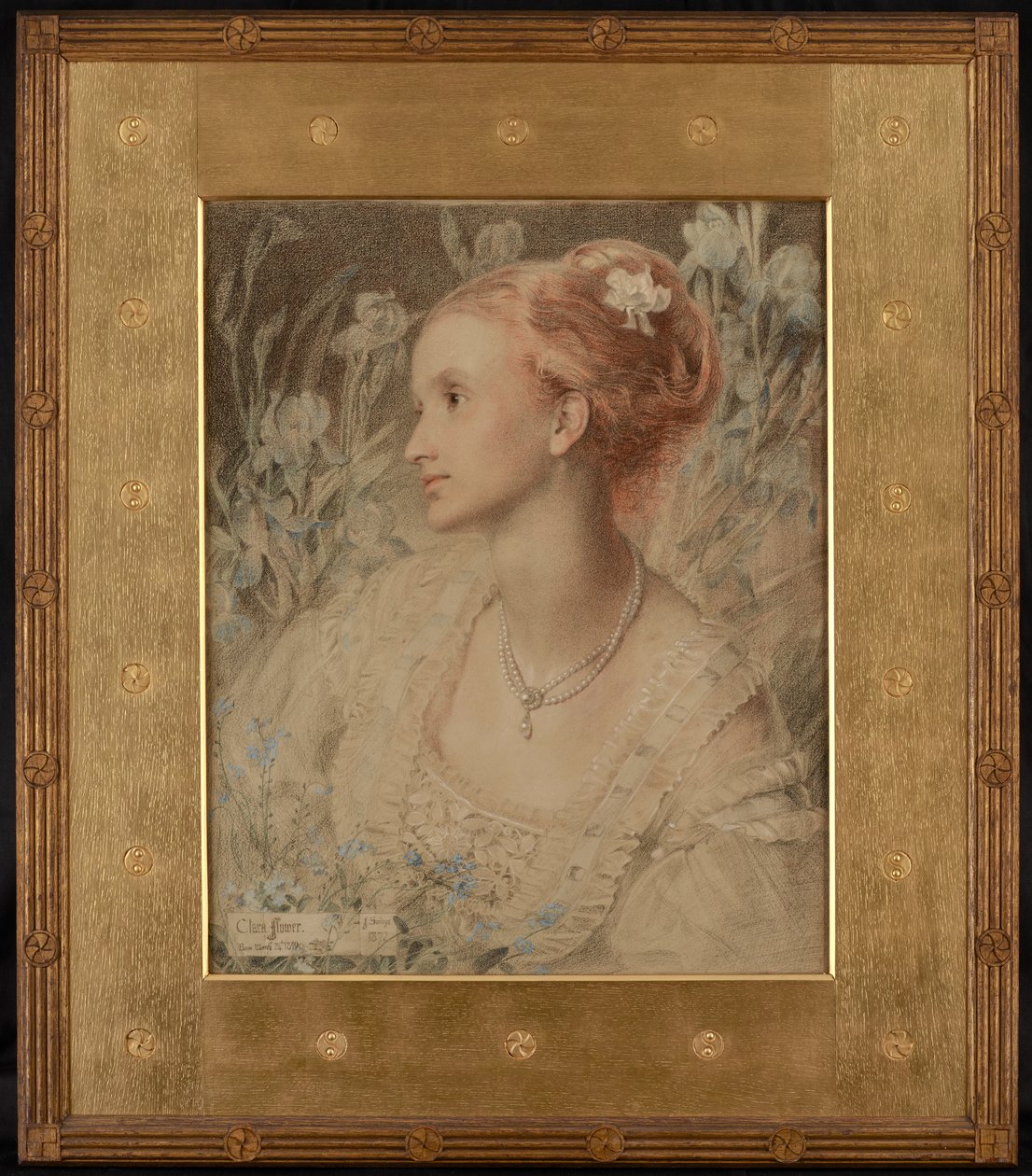 Clara Flower (craies de couleur sur papier crème) - Anthony Frederick Augustus Sandys