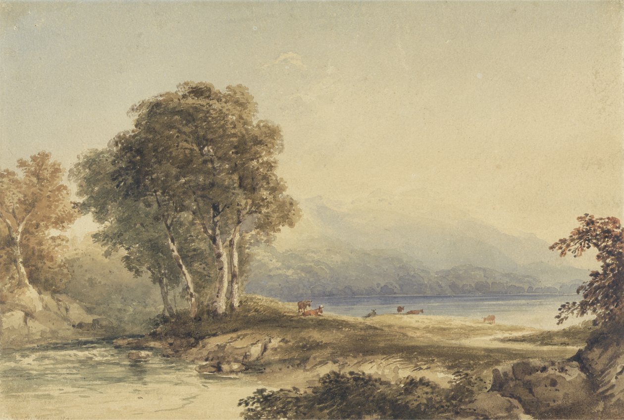 Paysage montagneux avec lac et ruisseau - Anthony Vandyke Copley Fielding