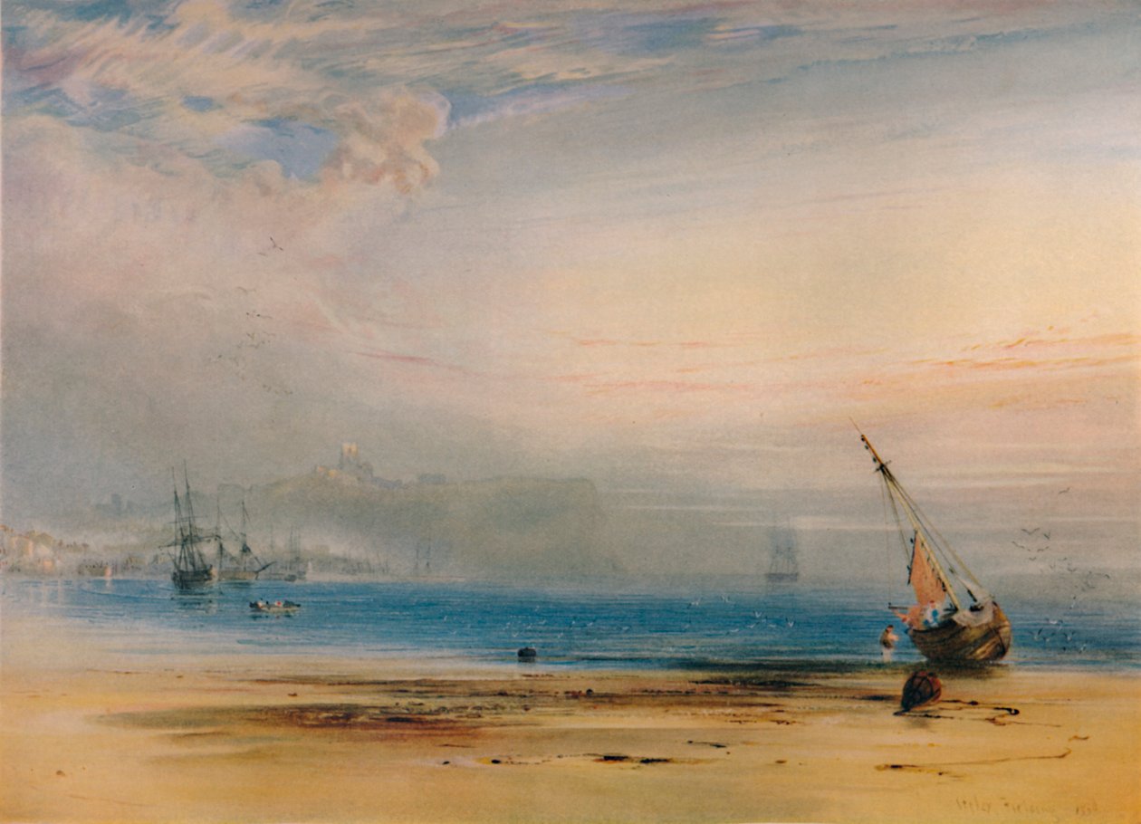 Scarborough depuis la baie, 1850 - Anthony Vandyke Copley Fielding