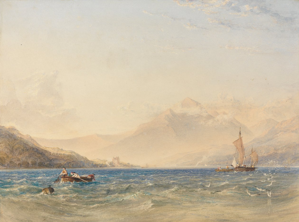 La tête du Loch Fyne, avec le château de Dindarra - Anthony Vandyke Copley Fielding