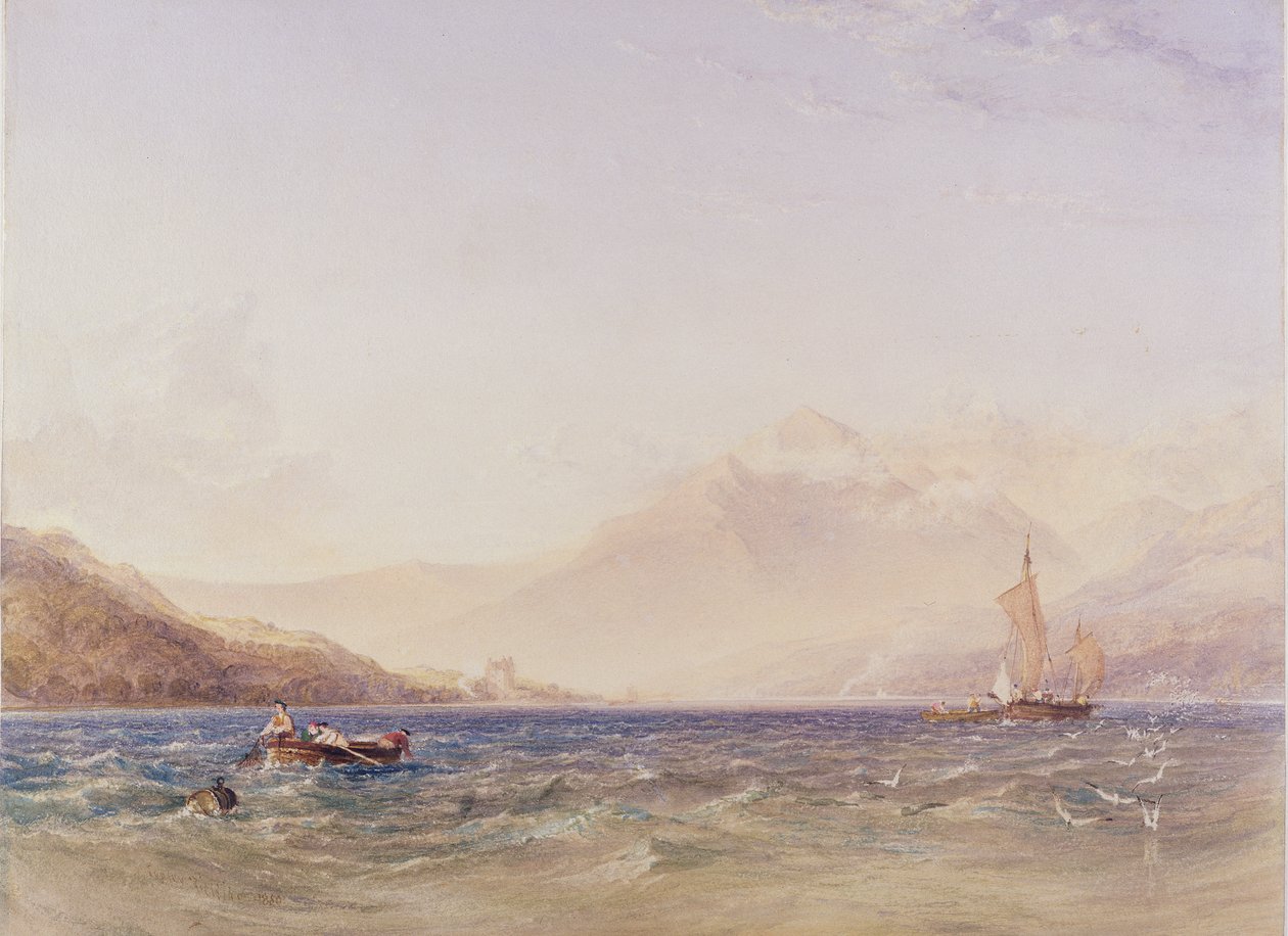 La Tête de Loch Fyne, avec le château de Dindarra, 1850 - Anthony Vandyke Copley Fielding