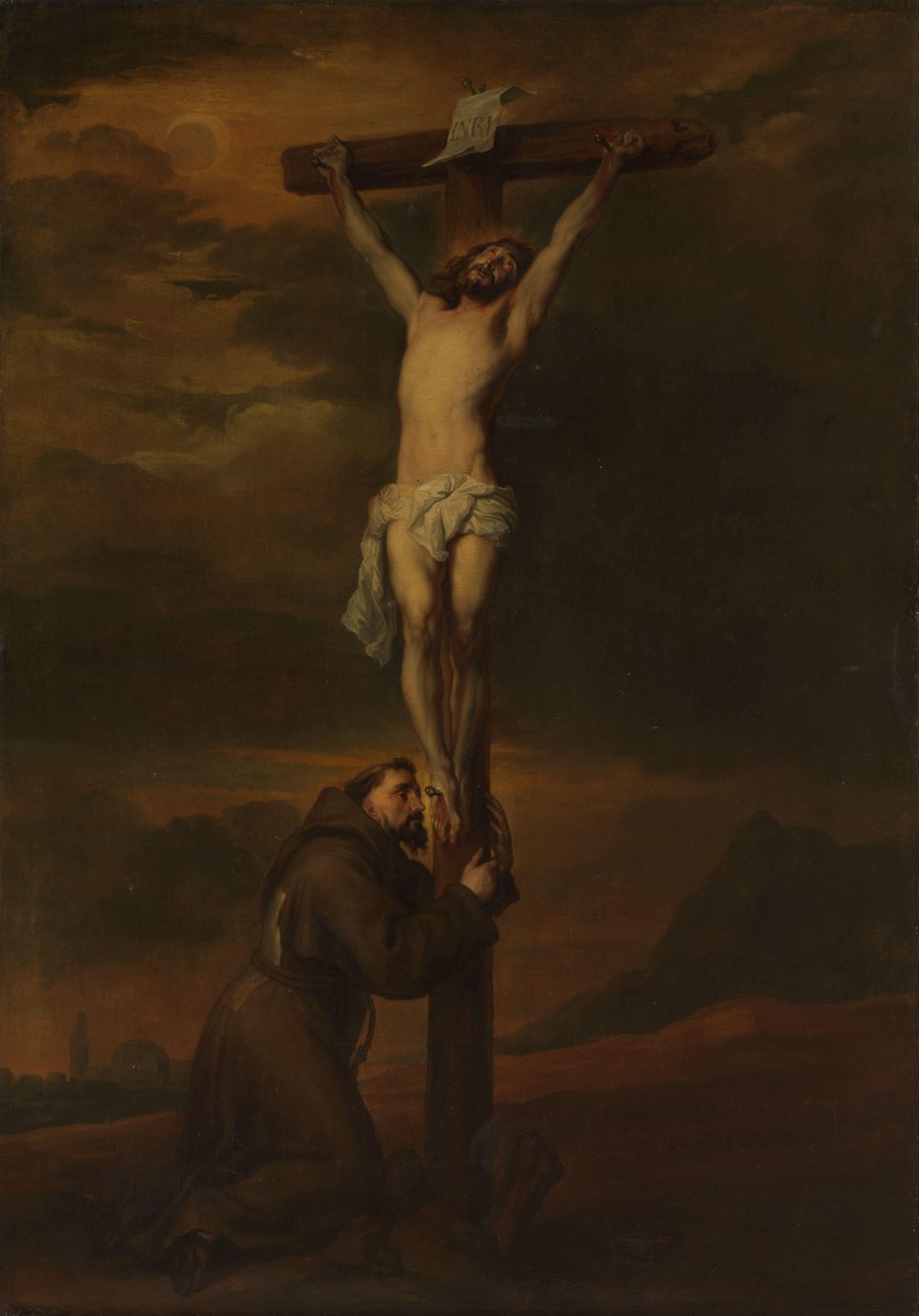 Saint François se lamentant au pied de la croix - Anthony van Dyck (possibly copy after)