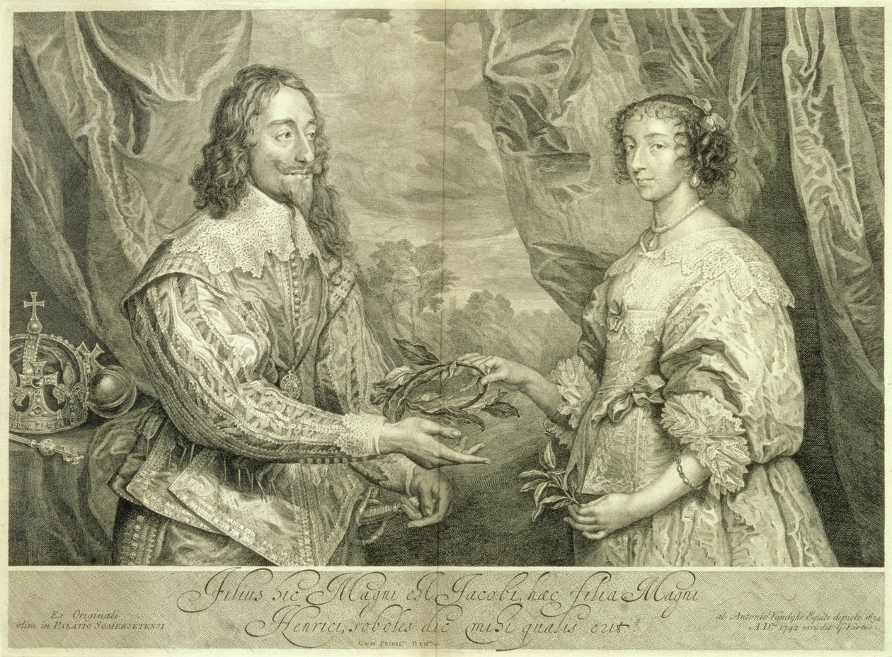 Charles Ier (1600-49) et Henriette Marie (1609-69) gravés par George Vertue (1684-1756) d