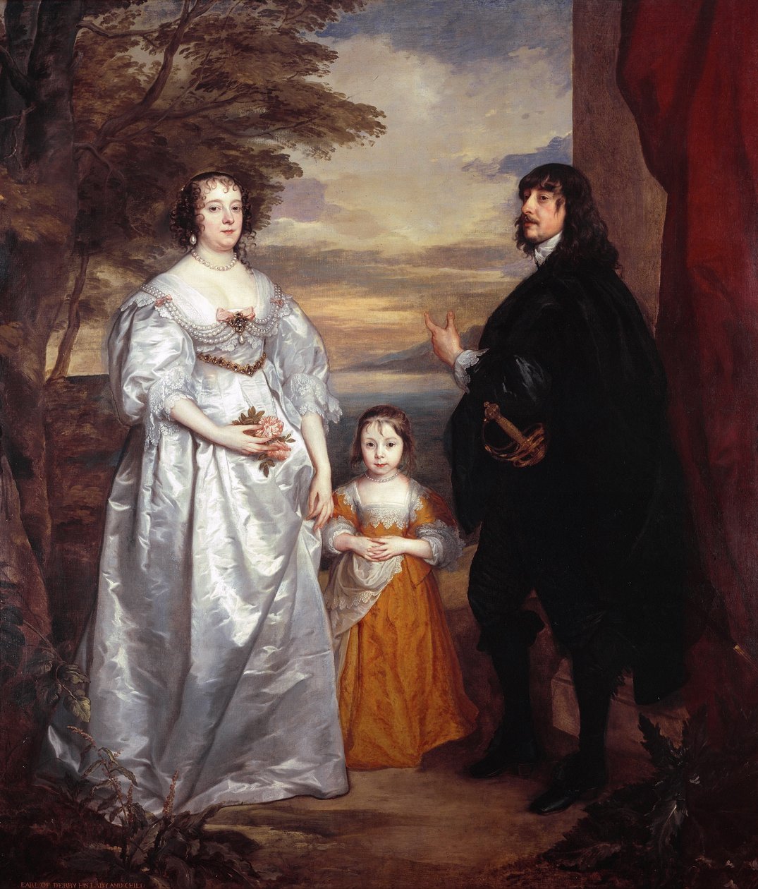 Portrait de groupe de James Stanley, Lord Strange (1607-1651), Charlotte de La Trémoille (1599-1664) et Lady Henrietta Maria Stanley (1630-1685) - Anthony van Dyck