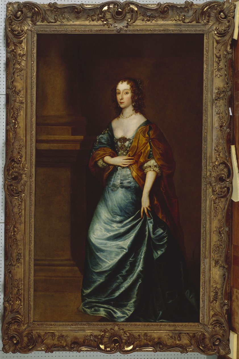 Portrait de Mary Villiers, duchesse de Lennox et Richmond, en robe bleue et châle marron près d
