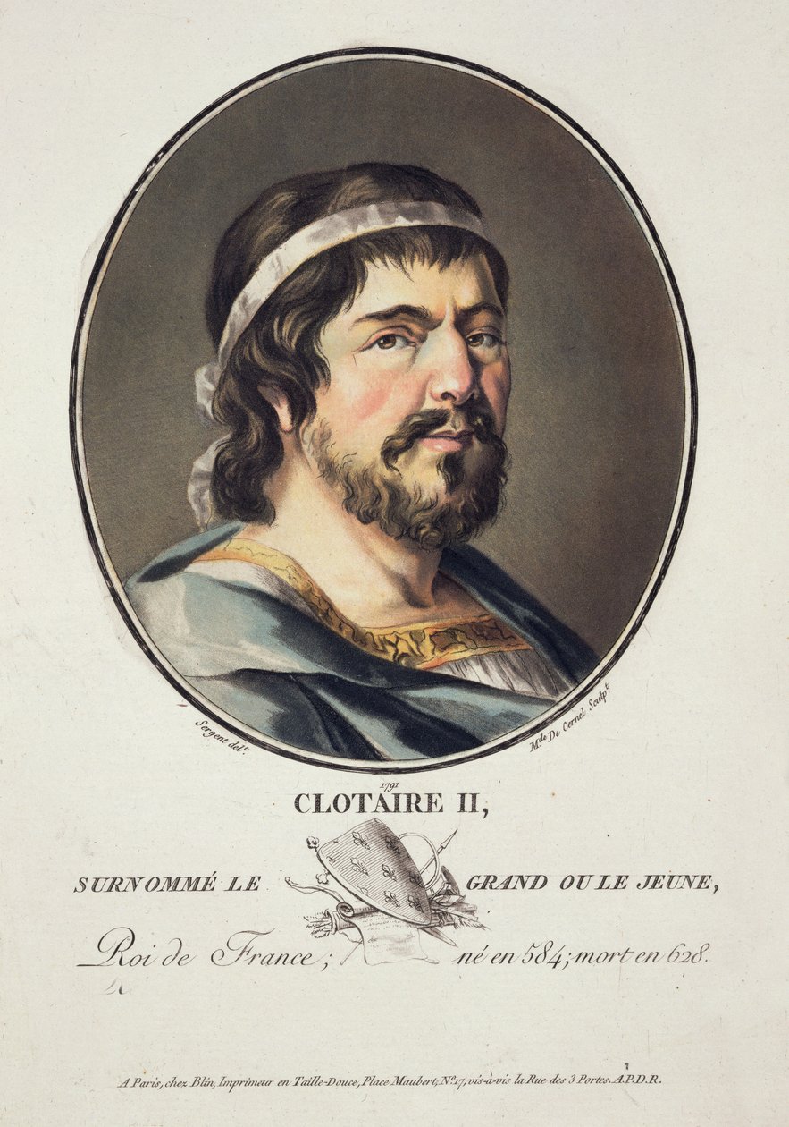 Clotaire II (584-629), gravé par Madame de Cernel, 1791 - Antoine Louis Francois Sergent Marceau