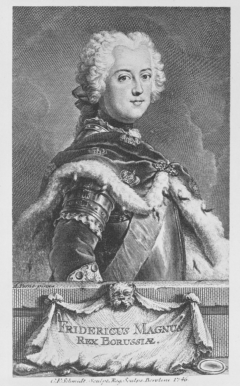 Friedrich II, roi de Prusse, gravé par Georg Friedrich Schmidt, 1746 - Antoine Pesne