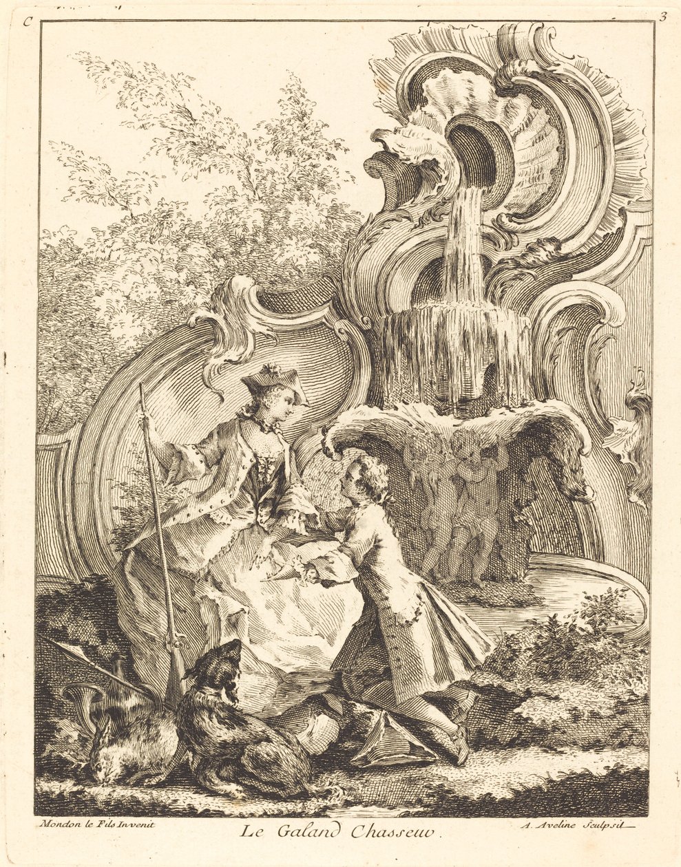 Le Galand Chasseur - Antoine Aveline after Jean Mondon