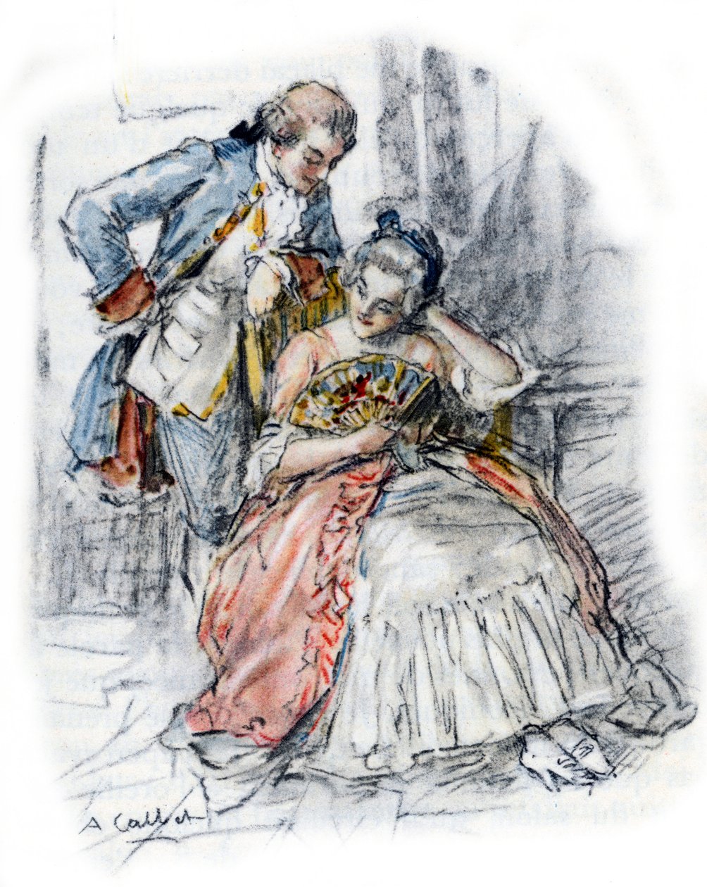 Werther courtisant Mademoiselle de B pour oublier Charlotte - Antoine Calbet