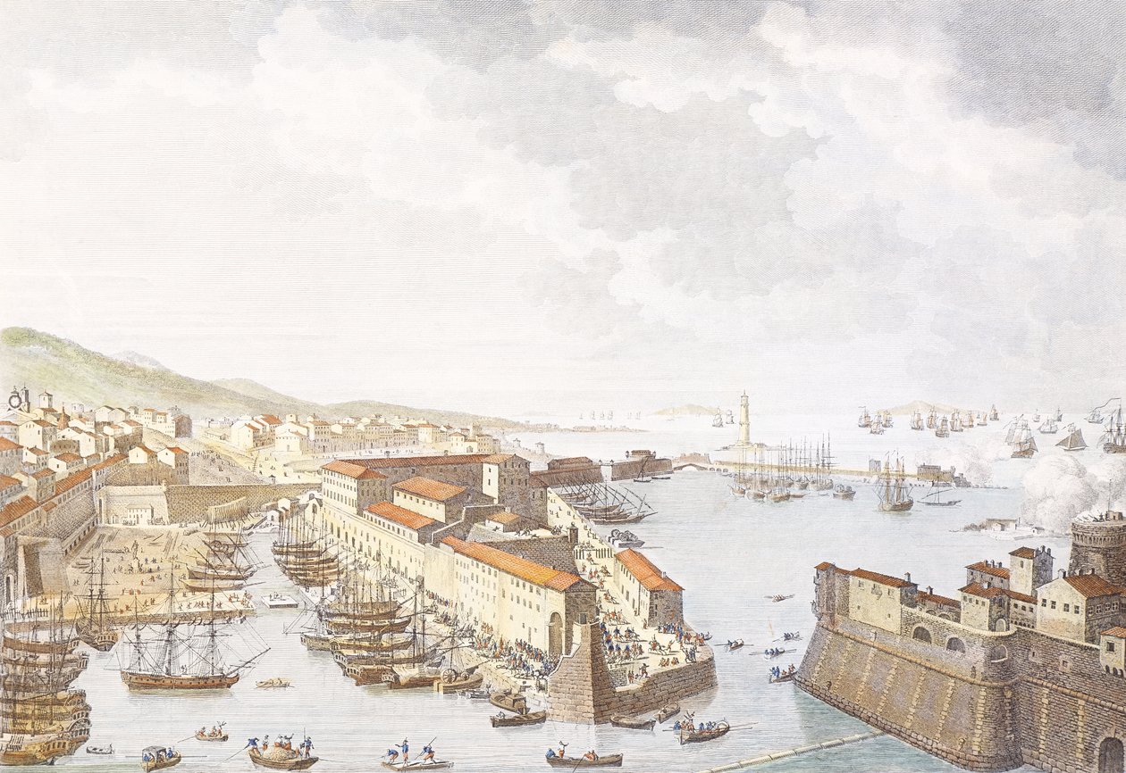 Entrée des Français à Livourne, juin 1796, gravure de Jean Duplessis-Bertaux, dessin de Carle Vernet, Guerres Révolutionnaires Françaises, Italie - Antoine Charles Horace Vernet