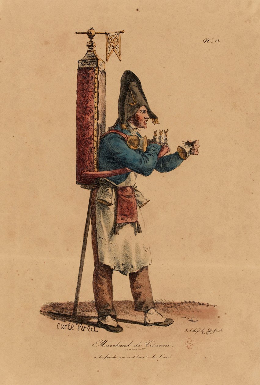 Le Vendeur de tisane, numéro 13 de la série Les Cris de Paris, gravé par François Séraphin Delpech (1778-1825) - Antoine Charles Horace Vernet