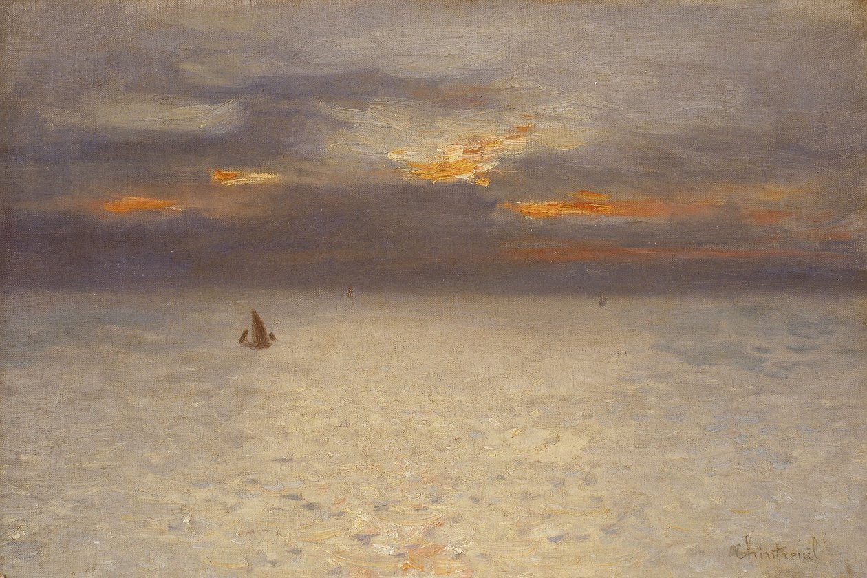 Mer ouverte, atmosphère du soir ; Boulogne, vers 1869-72 (huile sur toile) - Antoine Chintreuil
