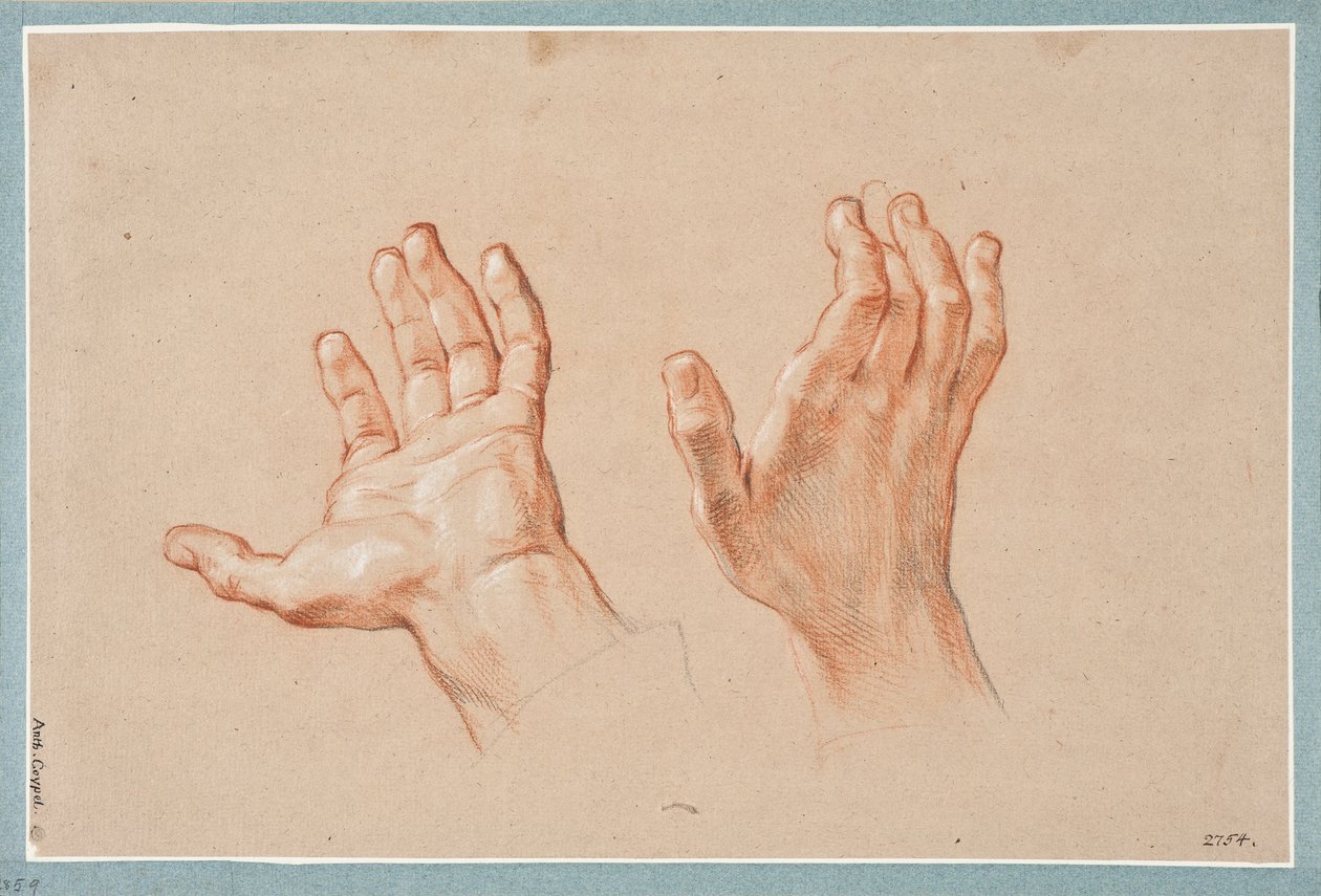 Studie von zwei Händen - Antoine Coypel