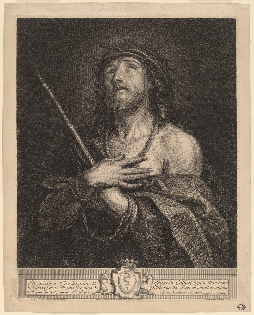 Christ en homme de douleurs - Antoine Coypel, finished in engraving by Charles Simonneau