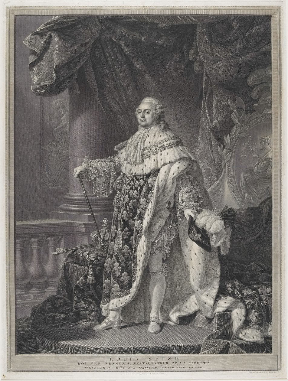 Le Sacre - Portrait du roi Louis XVI en habits de couronnement, gravé par Charles-Clément Bervic (1756-1822) - Antoine Francois (after) Callet