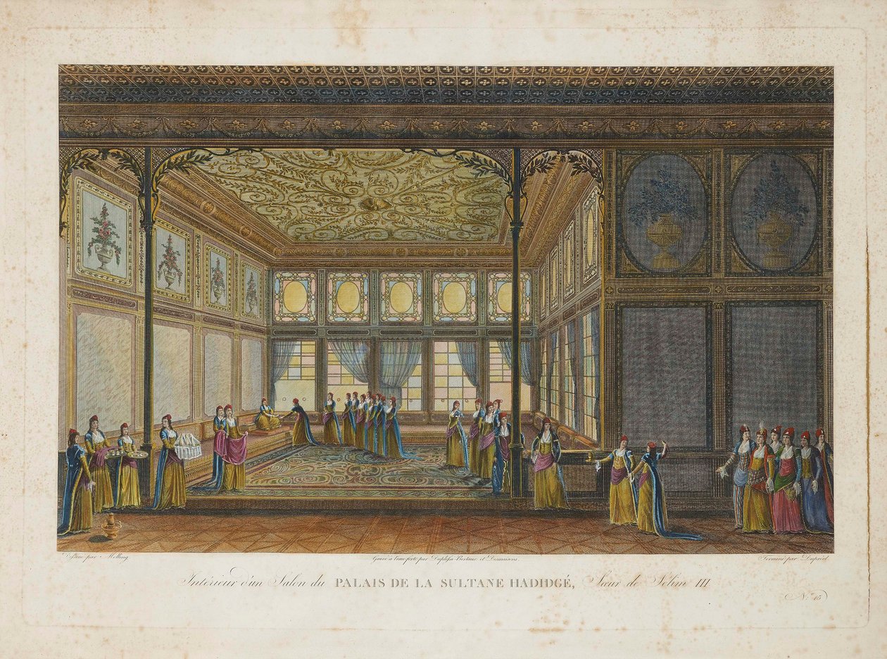 Intérieur du palais de la princesse Hatice Sultan, demi-sœur du sultan Selim III, vers 1810 - Antoine Ignace Melling