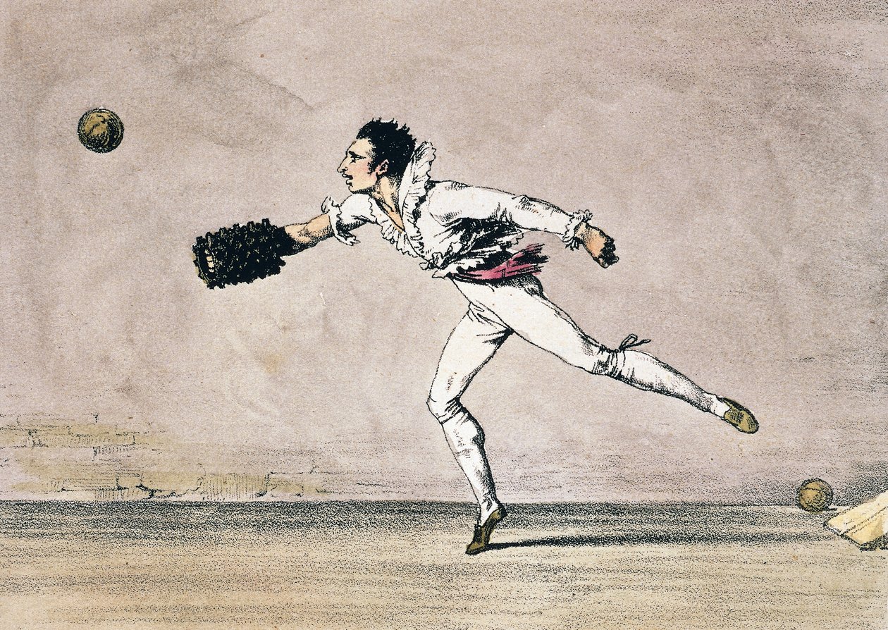 Le jeu de balle, lithographie en couleur de Une année à Rome et ses environs - Antoine Jean Baptiste Thomas